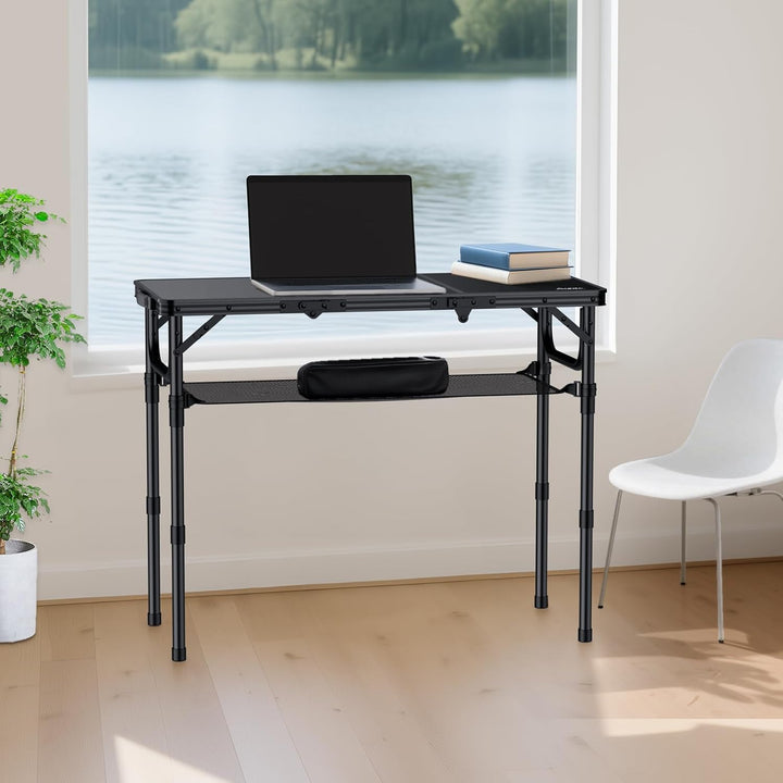 Anbte Klapptisch Höhenverstellbarer 88x40cm (LxB) Alu-Tisch Outdoor/Indoor Tragbar Koffertisch mit A