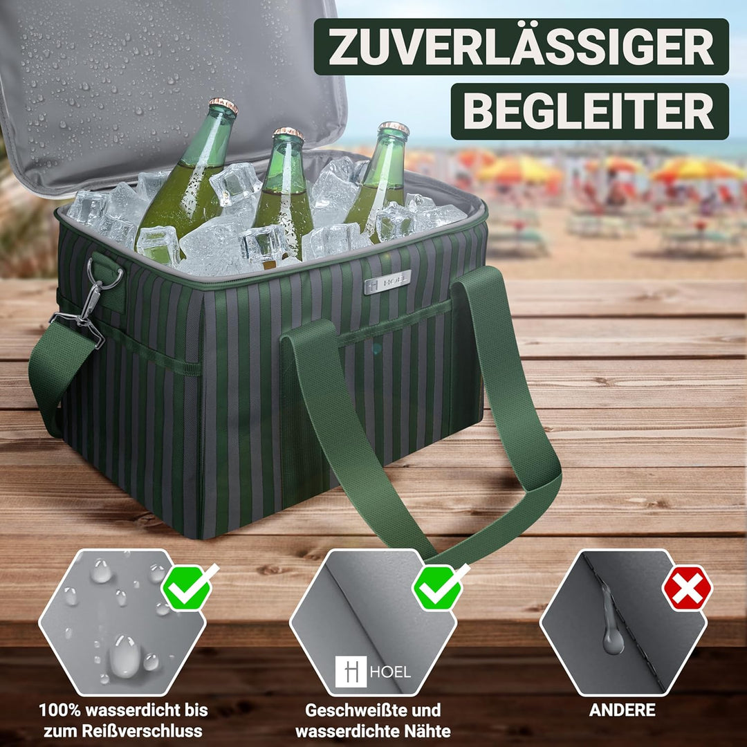 HOEL Kühltasche gross 20L &amp; 30L faltbar - Isolierte Thermotasche - Lunchtasche wasserdicht &amp; auslauf