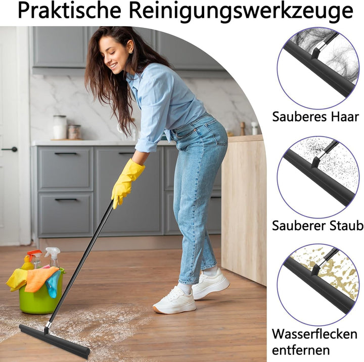 Ausziehbarer Duschabzieher Schwarz, Abzieher Dusche mit 30-120cm Teleskopstiel Fensterabzieher mit E