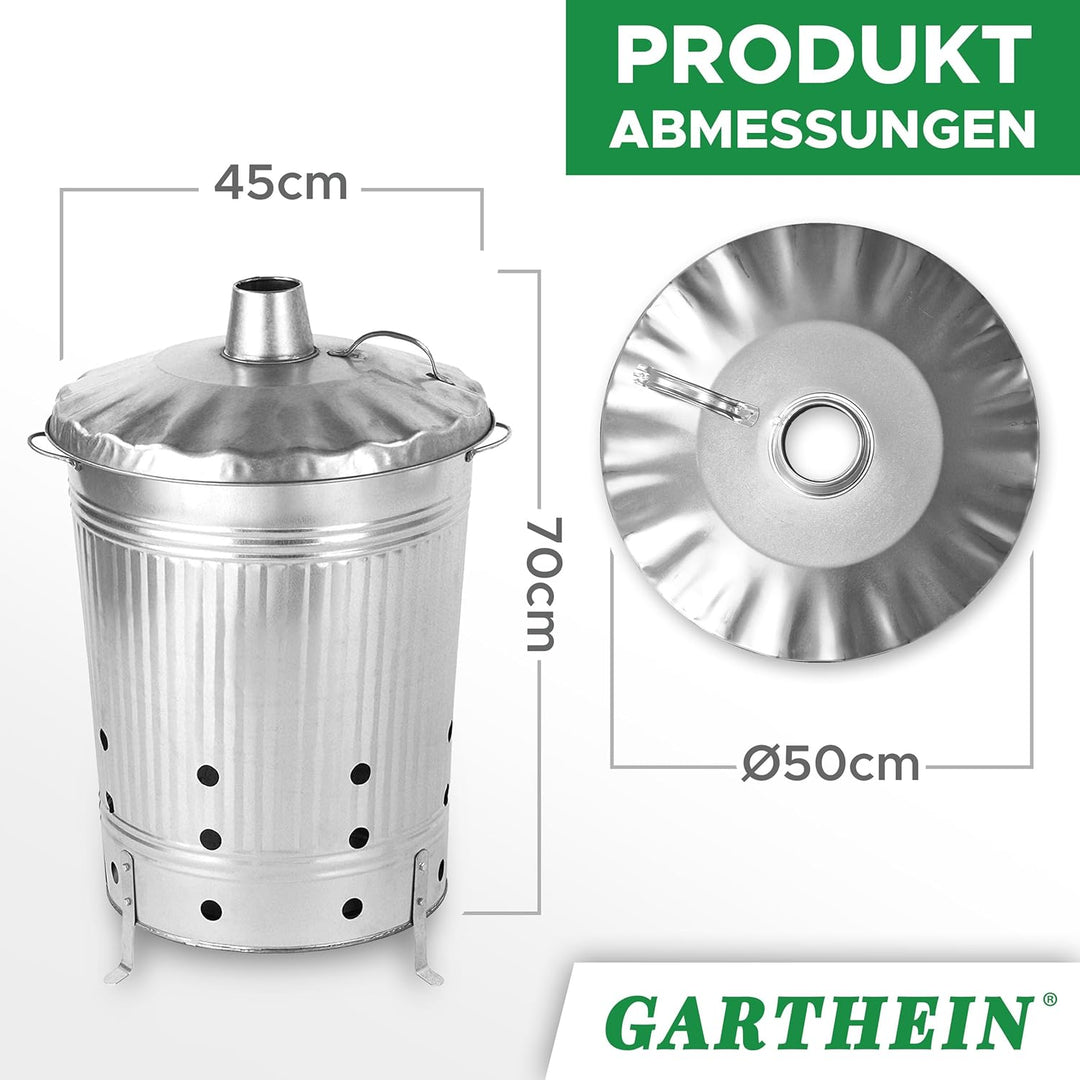 Feuertonne 90 Liter verzinkt I Gartenabfall schnell und einfach entsorgen I Feuerfass aus Metall, Ga