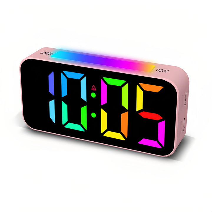 Lancoon Farbiger Digitalwecker mit Snooze Funktion RGB Grossdisplay 8 Farboptionen 12 24h Format Lau