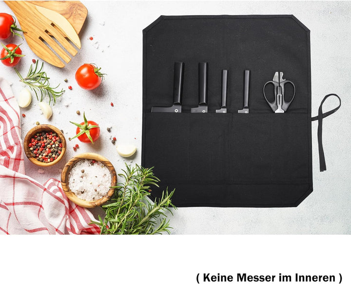 Kaaltisy Gewachstes Canvas-Messer-Rolltasche, Aufbewahrungstasche für Küchenmesser, wasserdichte Mes