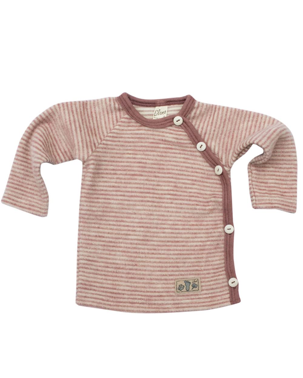 Lilano, Baby Wickel Pullover, 100% Wollfrottee Flausch (kbT) 74 Mauve/Natur, 74 Mauve/Natur