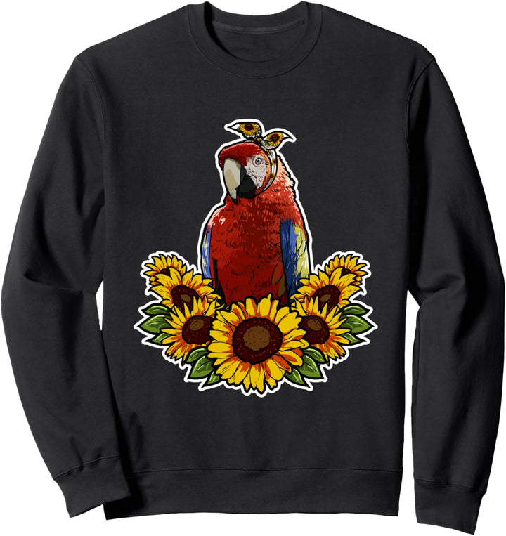 Roter Papagei Geschenk Sonnenblumen Dekor Papagei Sweatshirt