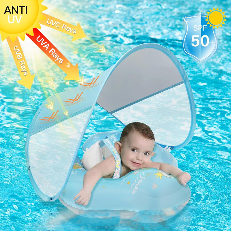 LOOWARTS Baby Schwimmring,Baby Schwimmring mit Sonnendach, Baby Schwimmreifen，Schwimmhilfe，Floating