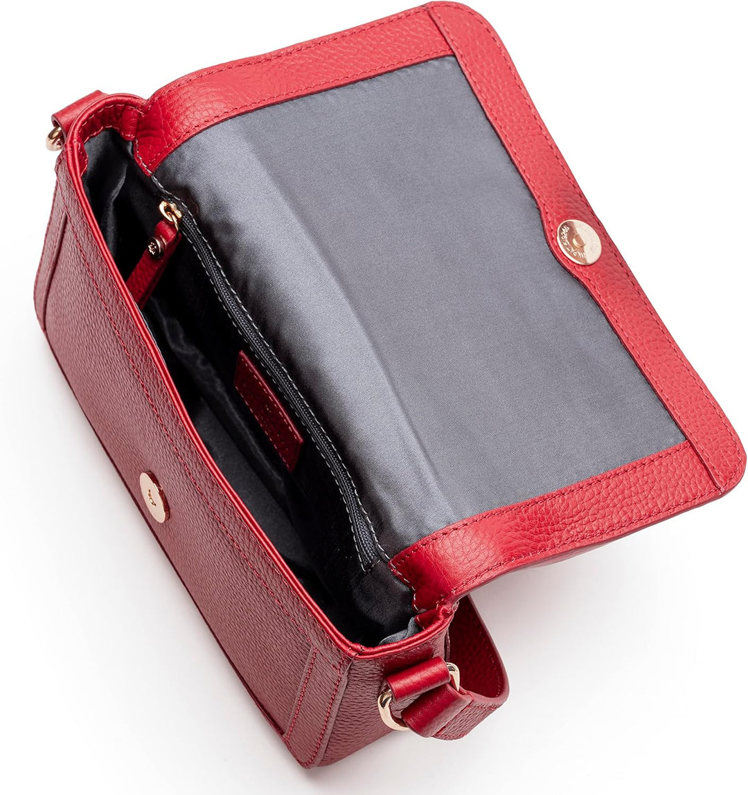 Lazarotti Bologna Leder Umhängetasche Damen | verstellbarer Schulterriemen | mittelgrosse Crossbody