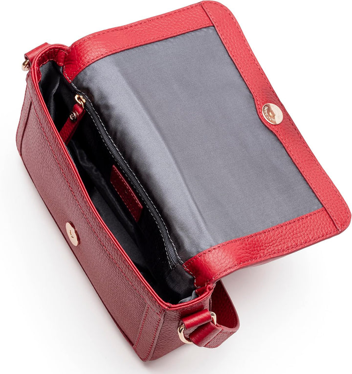 Lazarotti Bologna Leder Umhängetasche Damen | verstellbarer Schulterriemen | mittelgrosse Crossbody