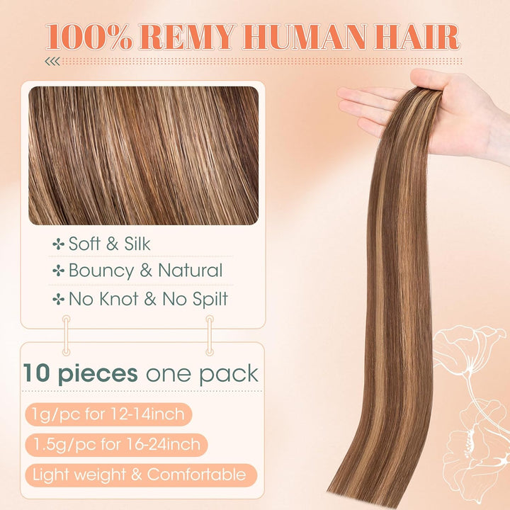 Benehair Tape in Extensions Echthaar, Invisible Tape Extensions Echt Haar, 30CM Haarverlängerung Ech