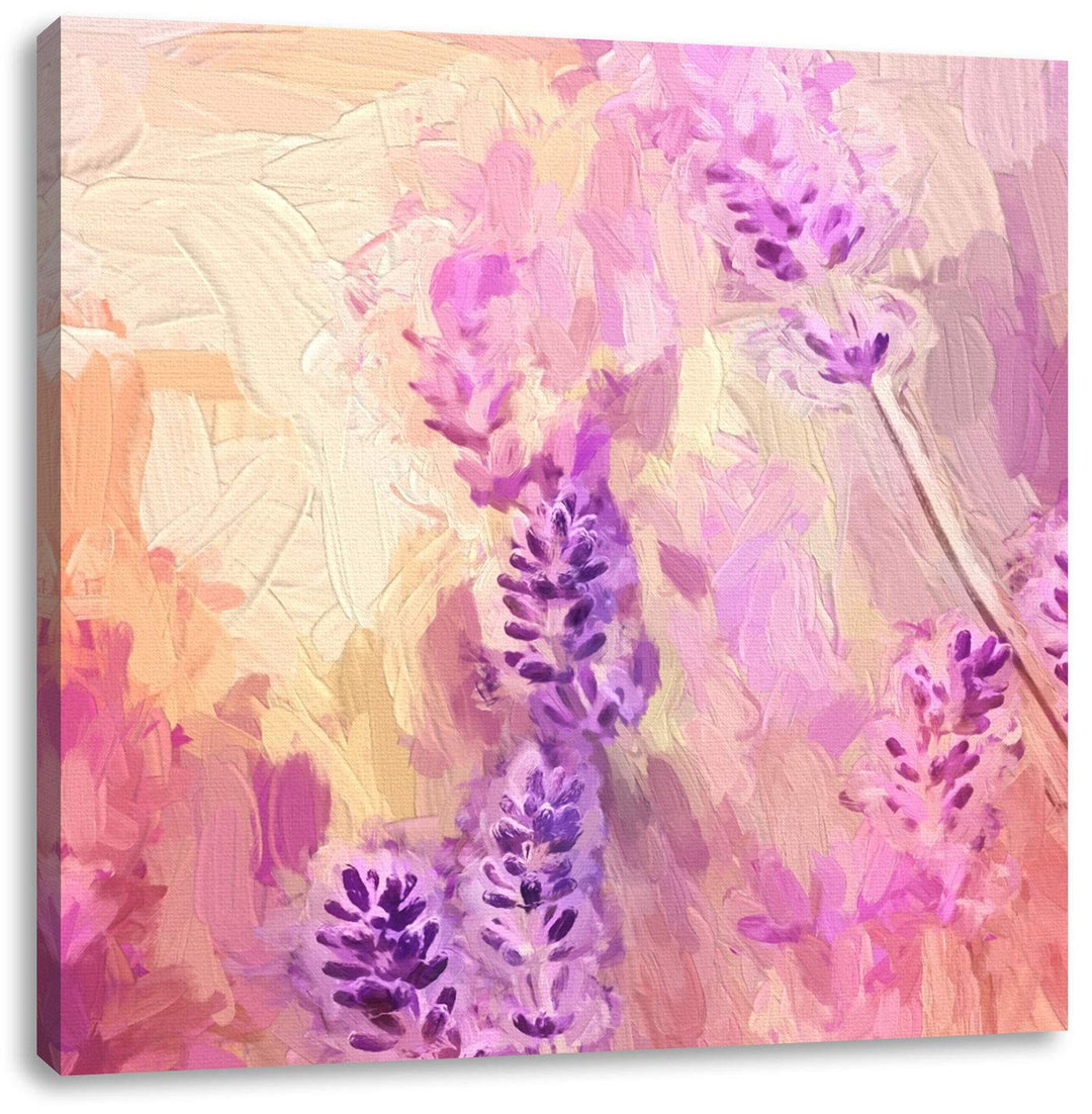 schöner Lavendel, Format: 70x70 auf Leinwand, XXL riesige Bilder fertig gerahmt mit Keilrahmen, Kuns