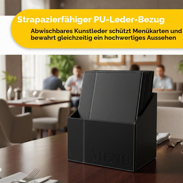 Securit Trendy Range Menükartenbox mit 20 Karten im A4-Format, je 1 doppelseitiger Einleger, Schwarz