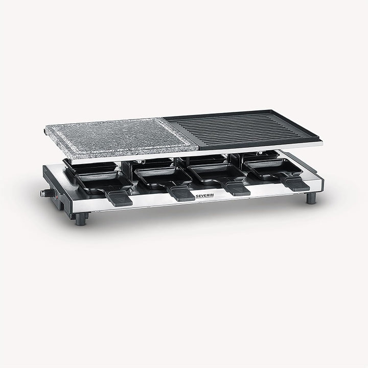 SEVERIN Raclette-Grill mit Naturgrillstein und Grillplatte, Raclette mit antihaftbeschichteter Grill