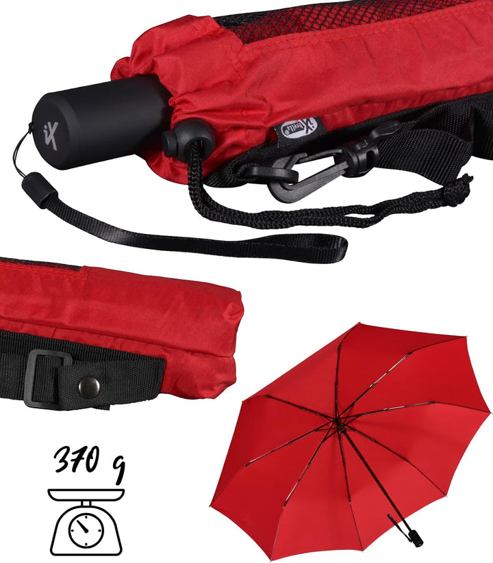iX-brella Trekking XL Taschenschirm 115 cm gross mit Umhängetasche dark red, dark red