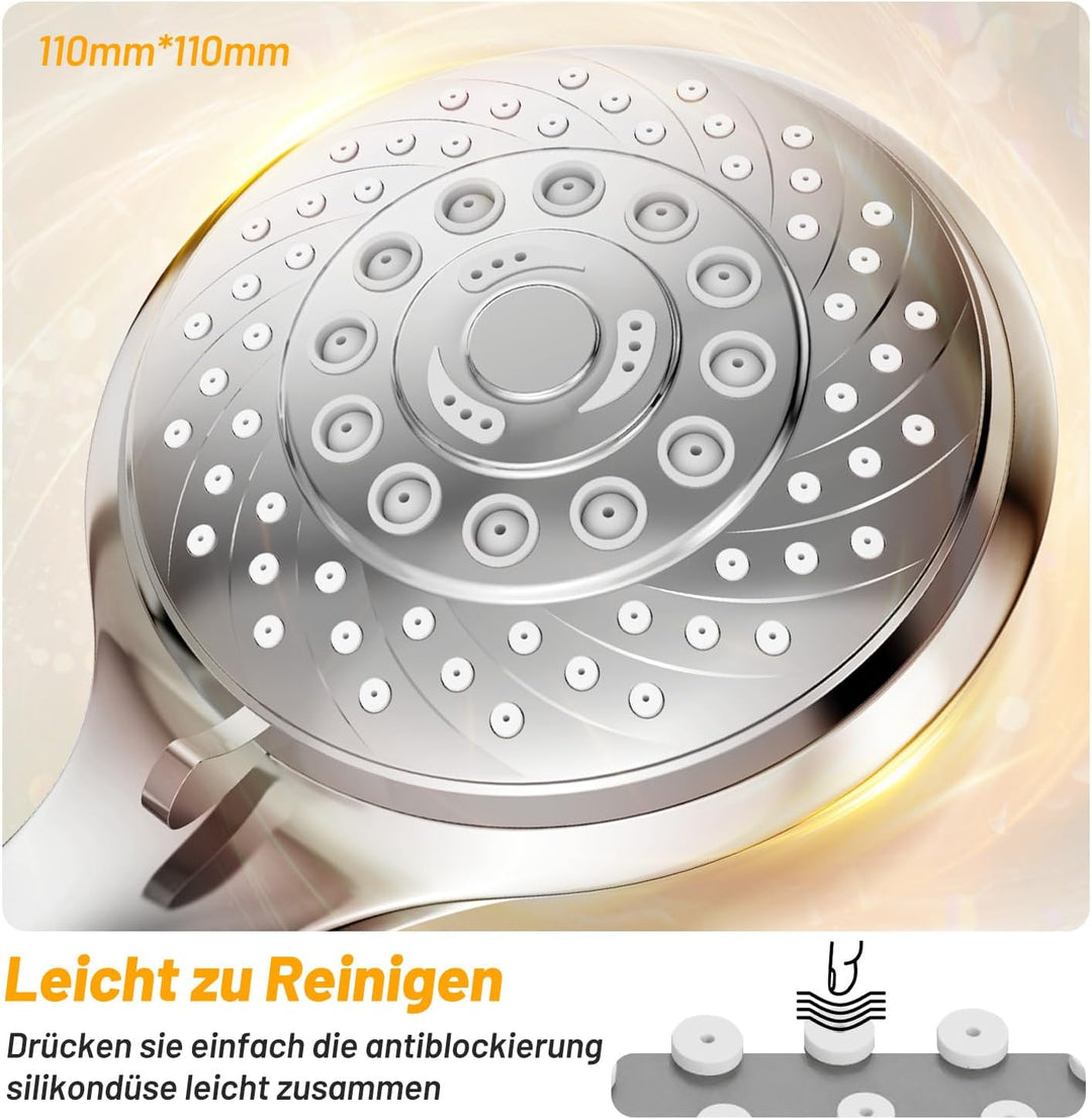 VEHHE Duschkopf mit Schlauch, Duschbrause mit Schlauch 1,5m, Regendusche Handbrause mit Selbstreinig