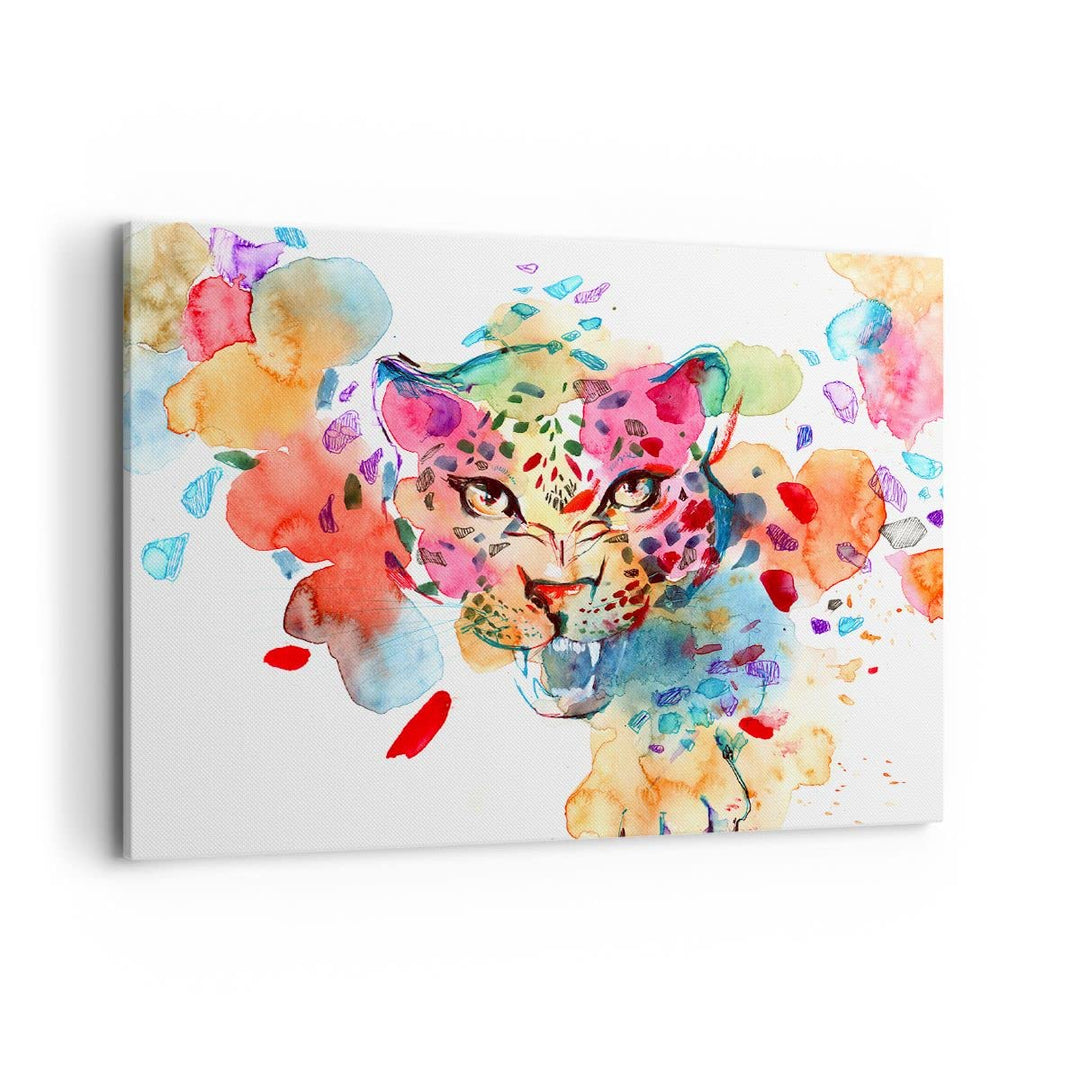 Bilder auf Leinwand 100x70cm Leinwandbild mit Rahmen Farbe Konzept Katze Gross Wanddeko Bild Schlafz