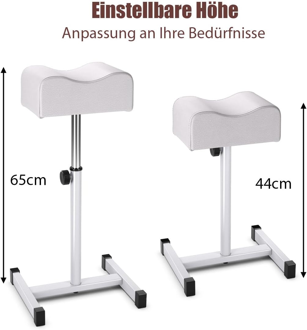 COSTWAY Pediküre Hocker, Beinauflage höhenverstell von 45cm-65cm, Fussstütze Fusshocker für Nagelpfl