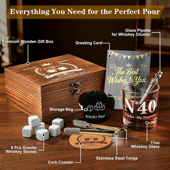 EXREIZST 40. Geburtstag Geschenk Mann – Whisky Set 1986 Vintage Rund 40th, Rund 40th