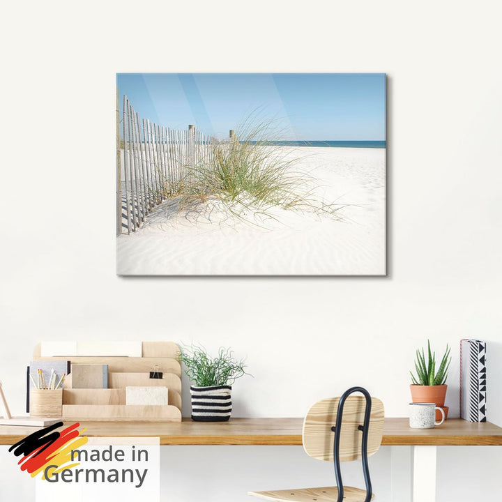 ARTland Glasbilder Wandbild Glas Bild einteilig 50x50 cm Quadratisch Strand Meer Küste Sand Düne Grä