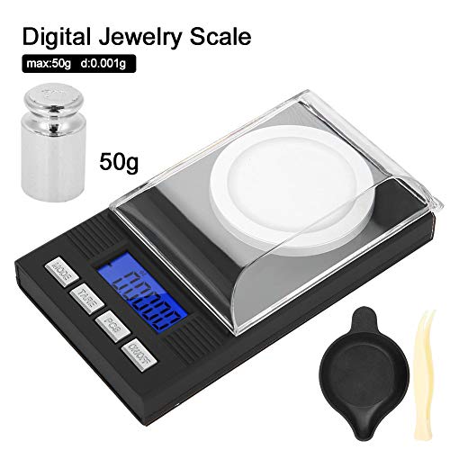 Feinwaage 0.001g, Tragbare Juwelierwaage, Digitale Schmuckwaage Taschenwaage mit Kalibriergewichte u