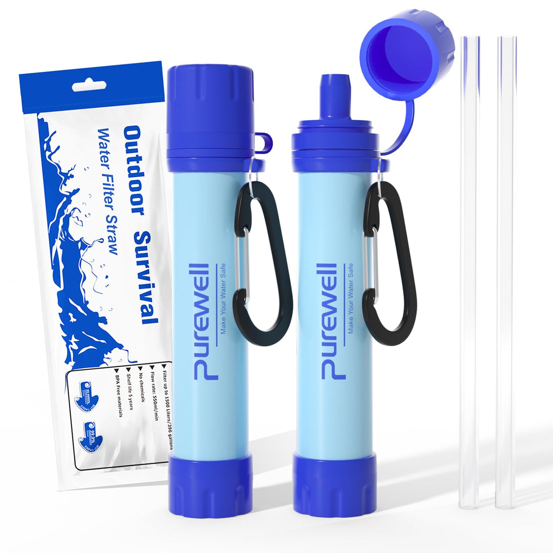Purewell Wasserfilter für unterwegs - Entfernt 99,99% Schadstoffe auf 0,01 Microns - Tragbarer Filte