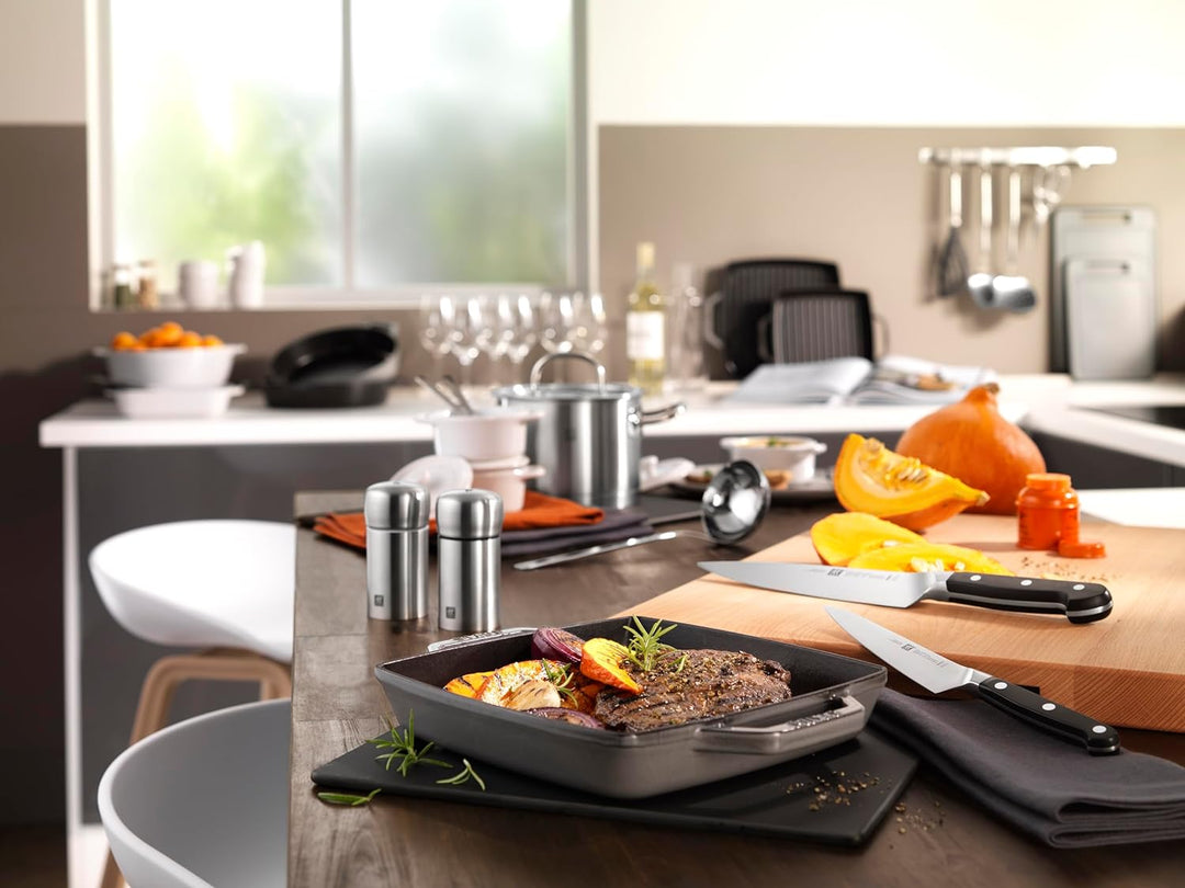 Staub 40511-684-0 Grillpfanne, rechteckige mit zwei Griffen, 28 cm, Gusseisen, grau Grau 39 x 32,5 x