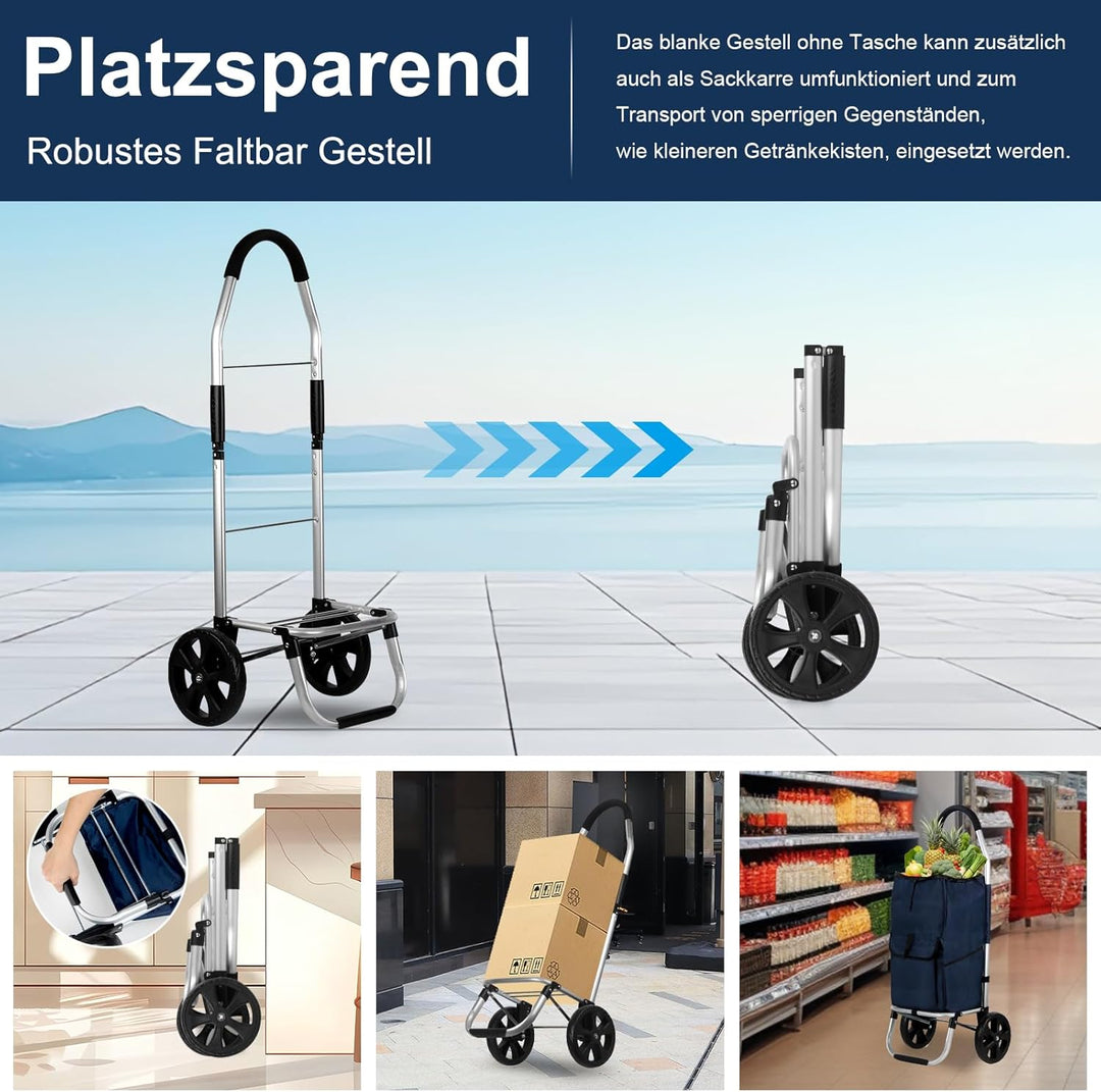 Einkaufstrolley, HOMELUX klappbar, Stabiler Einkaufswagen, grosse Kapazität 41 L, multifunktional, H