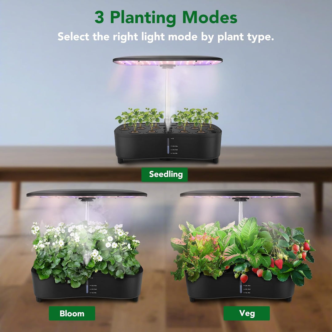Sonidko Hydroponik Anzuchtsystem Set mit Zerstäubungstechnologie, Indoor-Garten-Set mit 48W LED-Wach