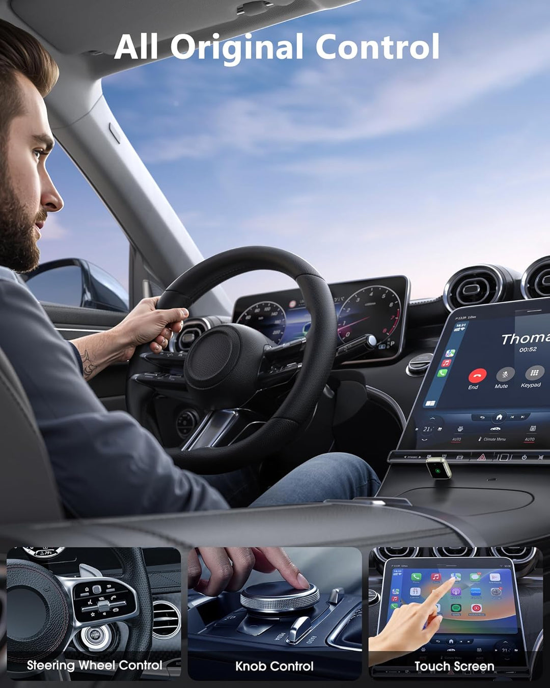 Mini Wireless CarPlay Geräte mit Auto GPS Navigation – Musikwiedergabe und Telefonieren, Umrüstung v