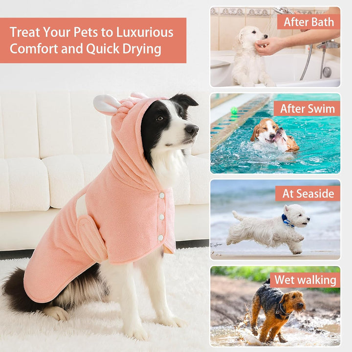 Haustier-Bademantel, Handtuch für Hunde und Katzen, super saugfähig, niedliches Hunde-Badetuch, Kapu