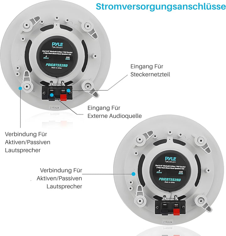 Pyle 13,3 cm Paar Bluetooth Flush Mount Unterputzkabel 2-Wege-Wandeinbaulautsprecher Schnelle Verbin