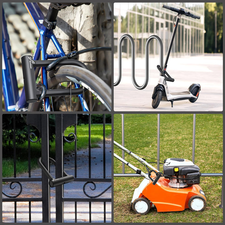 Bügelschloss Fahrrad, Sportneer Fahrradschloss - 16 mm Schweres Fahrrad Bügelschloss mit 1,5m Kabel