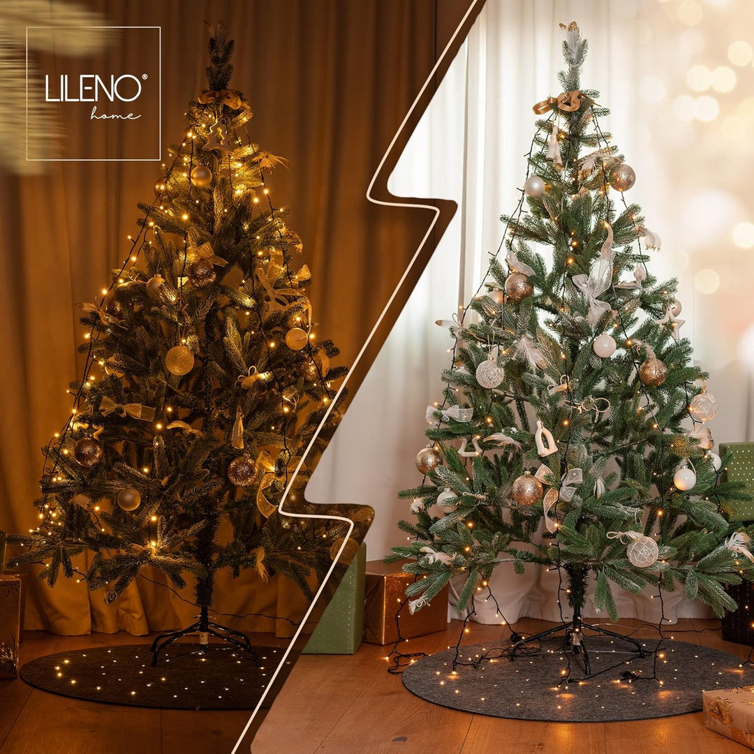 LILENO HOME Weihnachtsbaumdecke LED grau 20 Sterne mit 8 Leuchtfunktionen - Christbaumdecke als Bode