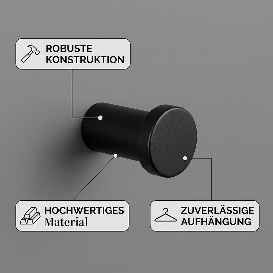 12 Stück Haken für Akustikpaneele Kleiderhaken Schlafzimmer Wohnzimmer Badezimmer Flur Büro Metall S