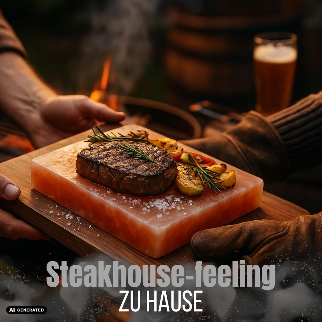 Grill Salzstein XL aus reinem Himalaya Salz - Steinsalzplatte als Grillaccessoire zum Grillen - inte