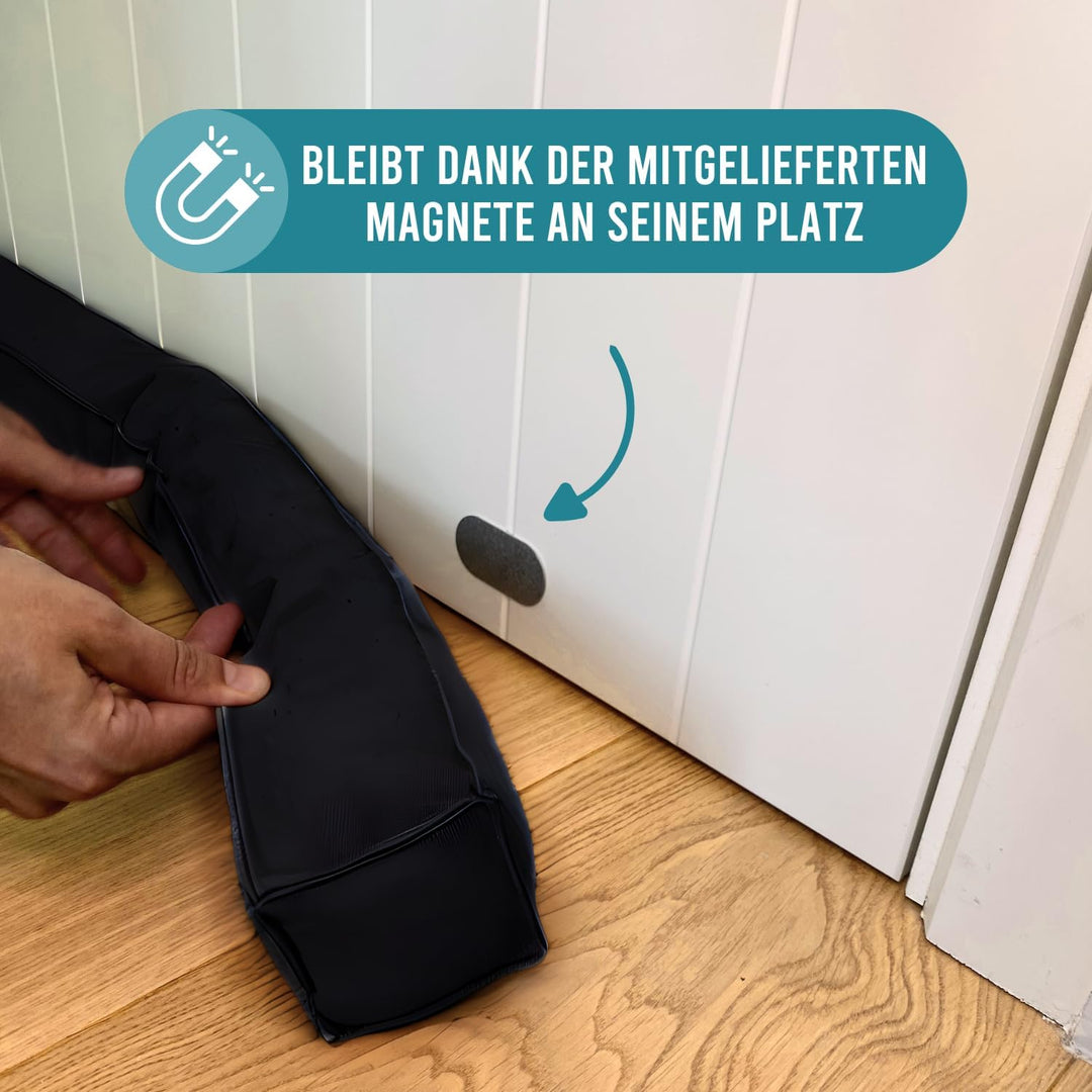 Magnetischer Zugluftstopper für Türen 90cm - Türluftstopper für Schutz - Türbodendichtung Schwarz -