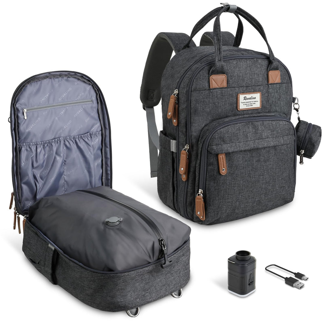 Dikaslon Wickeltasche Rucksack Grosser Wickelrucksack mit Multifunktions-Babytaschen und mobiler Wic