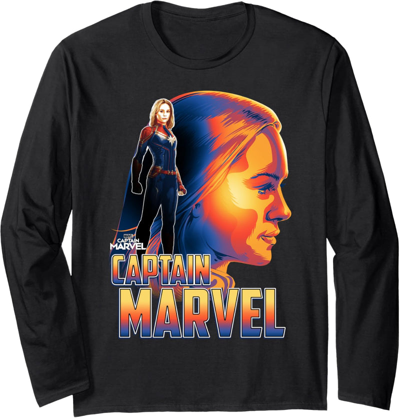 Captain Marvel Title Logo Portrait Langarmshirt