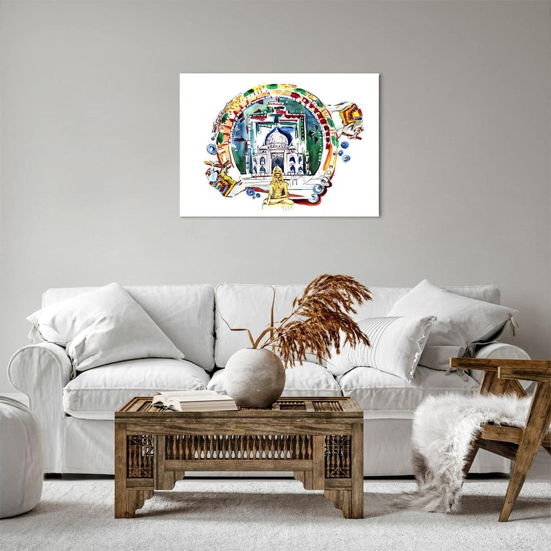 Bilder auf Leinwand Elefanten Indien Religion Kultur Leinwandbild 70x50cm Wandbilder Dekoration Wohn