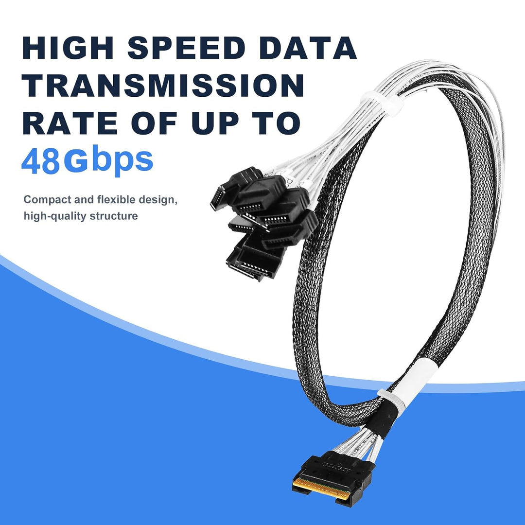 SlimSAS X8 auf 8 x SATA, SFF-8654 74P auf 8 x SATA 7P, SlimSAS Host/RAID auf SATA Target HD, 85 cm K