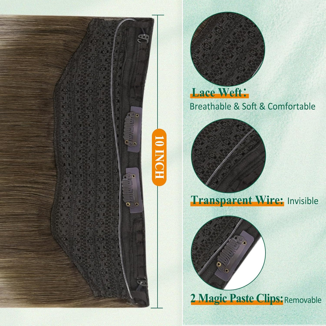 Easyouth Draht Extensions Echthaar Haarteile Echthaar mit Draht 18 Zoll 80g Per Pack Draht Echthaar