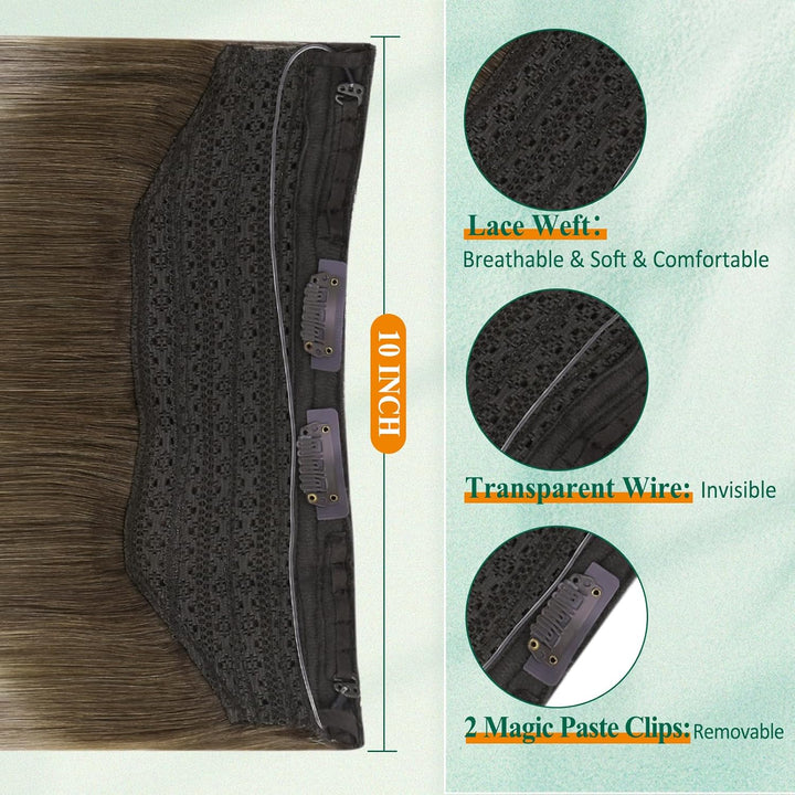 Easyouth Draht Extensions Echthaar Haarteile Echthaar mit Draht 18 Zoll 80g Per Pack Draht Echthaar
