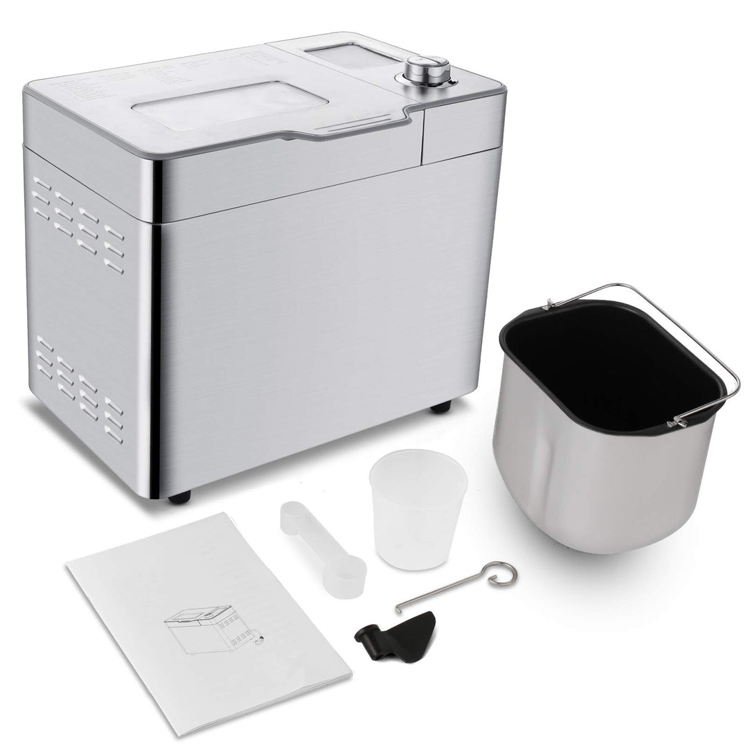 550W Brotbackautomat, COOCHEER Backmeister mit 25 Programme, Edelstahl Bread Maker Vollautomatische