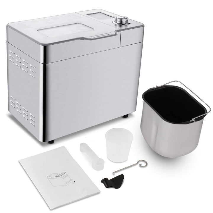 550W Brotbackautomat, COOCHEER Backmeister mit 25 Programme, Edelstahl Bread Maker Vollautomatische