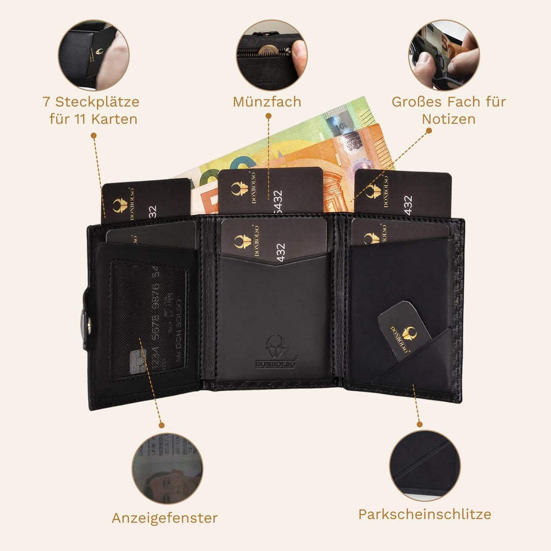 DONBOLSO Wallet Air - Slim Wallet mit Apple AirTag Fach - Hochwertiges Kreditkartenetui aus Echtlede