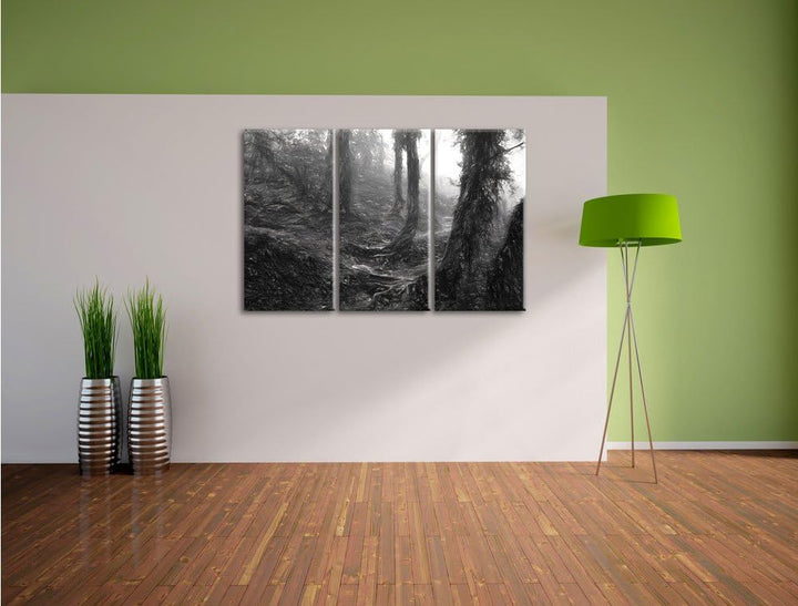 Pixxprint Unberührter Regenwald als Leinwandbild/Grösse: 3 Teilig (120x80) cm/Wandbild/Kunstdruck/fe