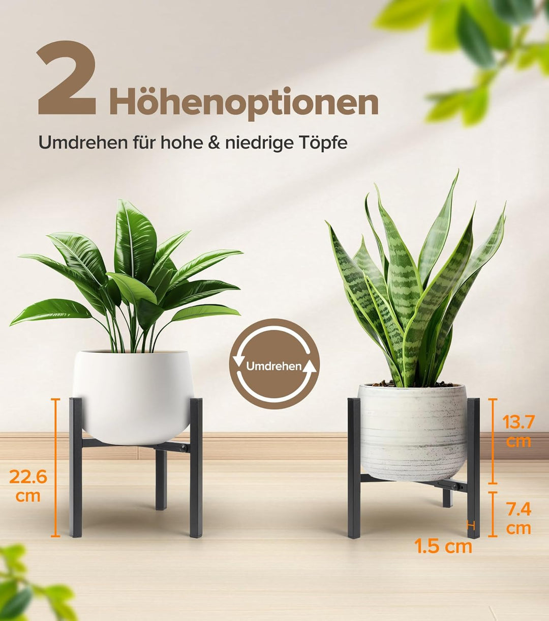 Pflanzenständer 2er Set, verstellbarer Blumenständer, moderner Metall Blumenhocker und stabiler Pfla