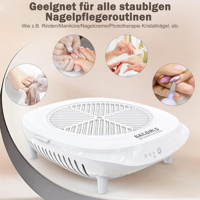 Professionelle Elektrischer Nagelfräser Staubabsaugung für Nägel,NAILGIRLS 2 in 1 Nagelstaubsauger 8