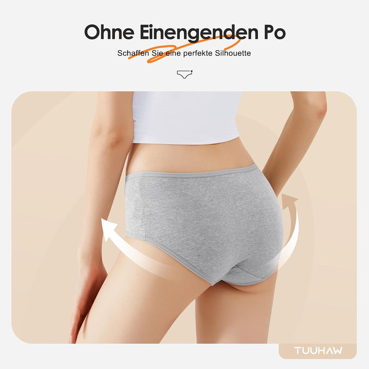 TUUHAW Unterhosen Damen Unterwäsche 6er Pack Baumwolle Slips Mittel Taille Panties S 6*mehrfarbig-4,