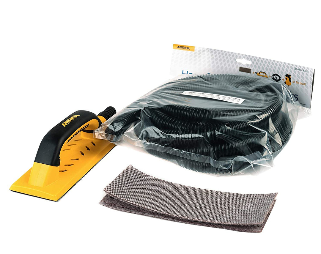 Mirka Handy Handschleifer Starter-Kit, Hand-Wandschleifer mit Bügelgriff und Klett + Industriestaubs