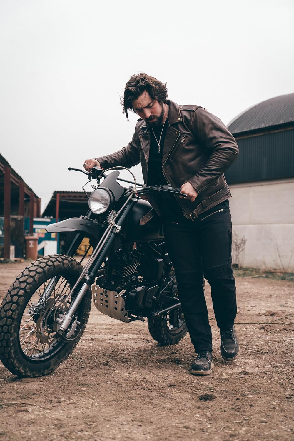 Texpeed Braun Motorrad lederjacke herren mit protektoren - Marlon Brando Retro Chopper Rockerjacke -