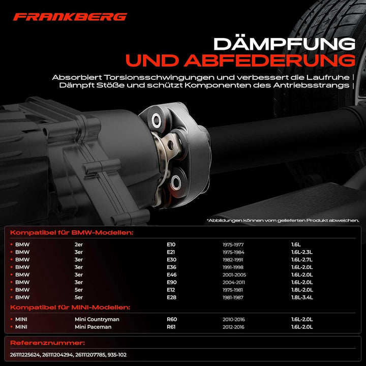 Frankberg Gelenkscheibe Hardyscheibe Kompatibel mit 3er E90 2004-2011 1er E87 2004-2011 5er E60 2006